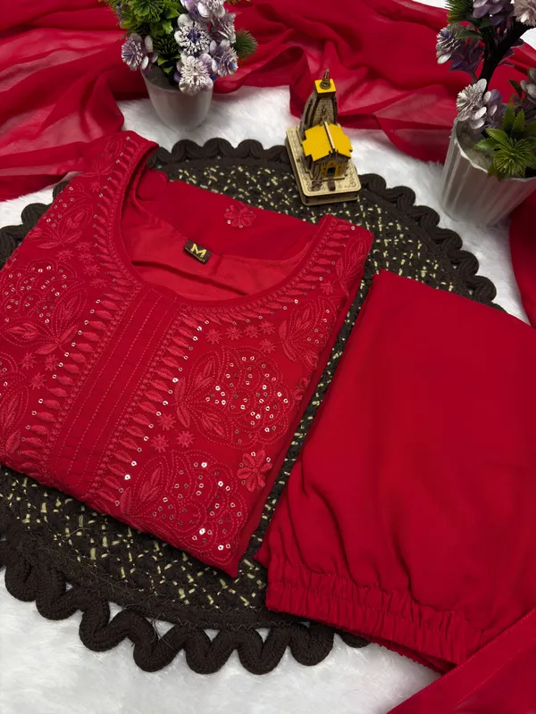 Elegant_Red_Georgette_Lucknowi_Chikankari_Salwar_Suit_Set_with_Sequins_&_Dupatta