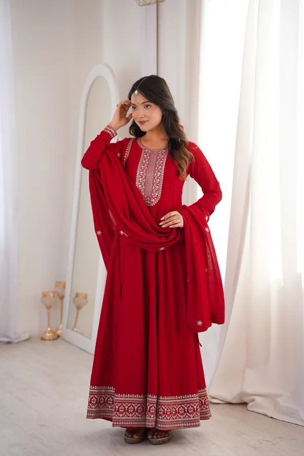 Elegant_Ruby_Red_Embroidered_Anarkali_Gown_with_Matching_Designer_Dupatta