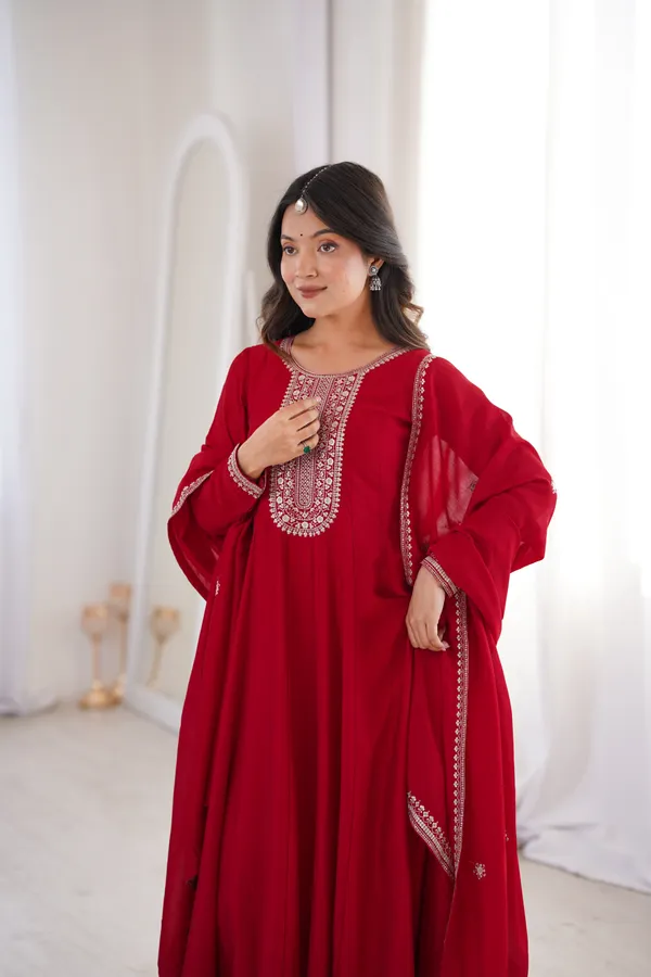 Elegant_Ruby_Red_Embroidered_Anarkali_Gown_with_Matching_Designer_Dupatta