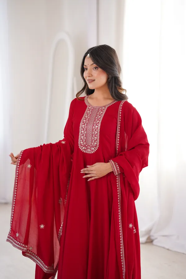 Elegant_Ruby_Red_Embroidered_Anarkali_Gown_with_Matching_Designer_Dupatta