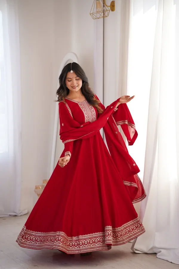 Elegant_Ruby_Red_Embroidered_Anarkali_Gown_with_Matching_Designer_Dupatta