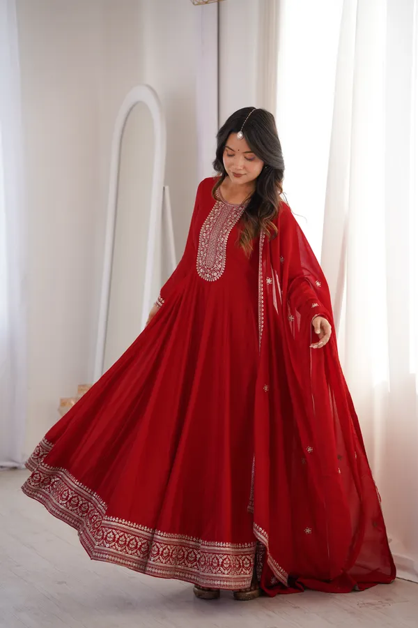 Elegant_Ruby_Red_Embroidered_Anarkali_Gown_with_Matching_Designer_Dupatta