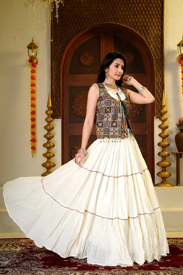 Ivory_Cotton_silk_Lehenga_Choli_with_Mirror_Work_&_Multicolor_Embroidered_Jacket