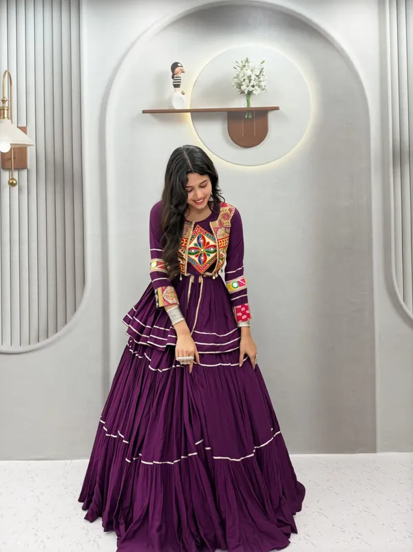 Wine_Embroidered_Lehenga_Choli_with_Koti