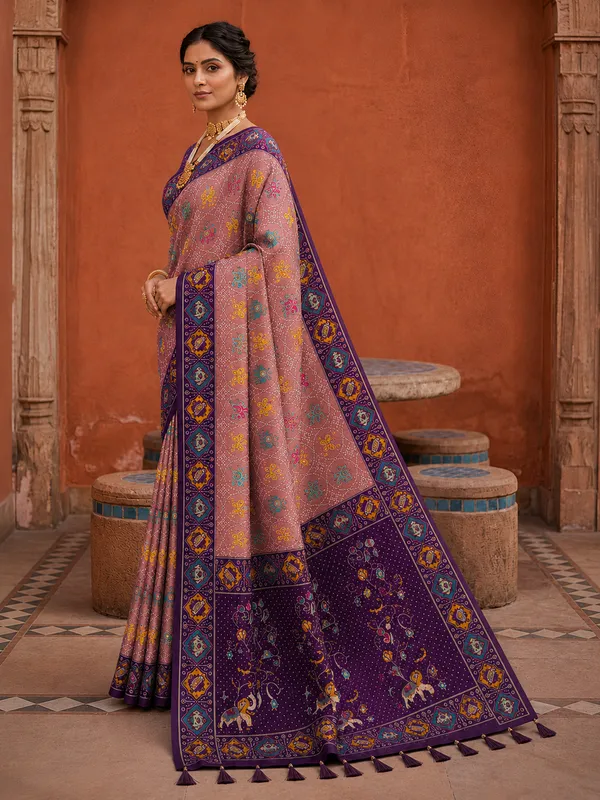 Magenta_Ajrakh_Printed_Designer_Patola_Saree_with_Contrast_Border_&_Tassel_Pallu