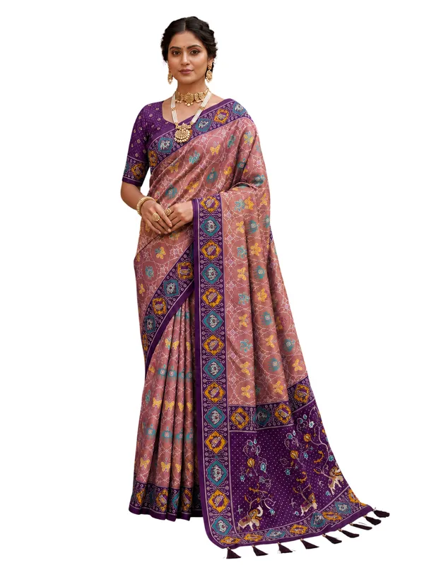 Magenta_Ajrakh_Printed_Designer_Patola_Saree_with_Contrast_Border_&_Tassel_Pallu
