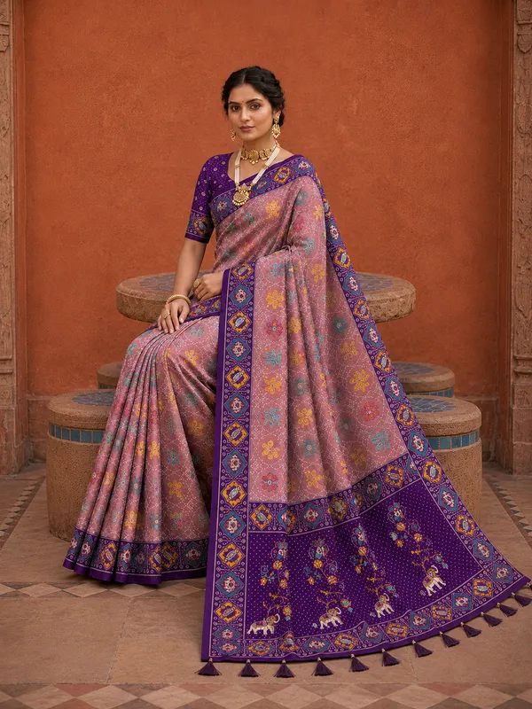 Magenta_Ajrakh_Printed_Designer_Patola_Saree_with_Contrast_Border_&_Tassel_Pallu