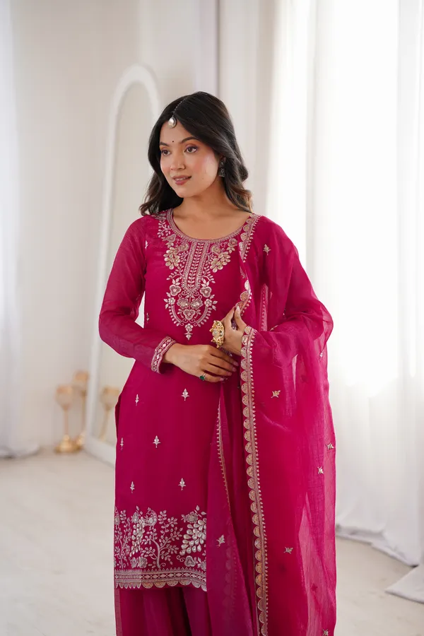 Magenta_Embroidered_Chanderi_Kurta_Set_with_Sharara_&_Dupatta