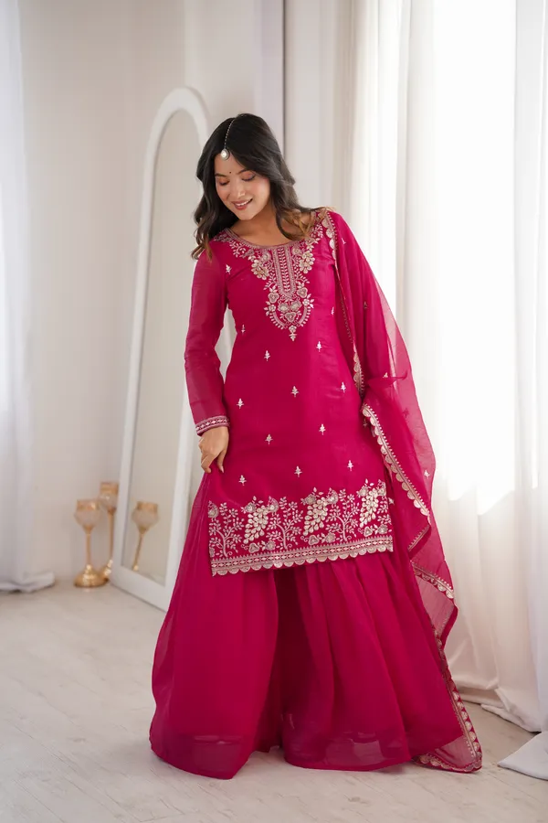 Magenta_Embroidered_Chanderi_Kurta_Set_with_Sharara_&_Dupatta