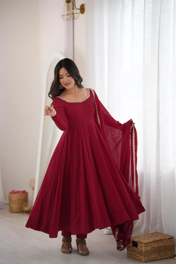 Maroon_Anarkali_Suit_Set_with_Mirror_&_Gota_Work_Border_Dupatta