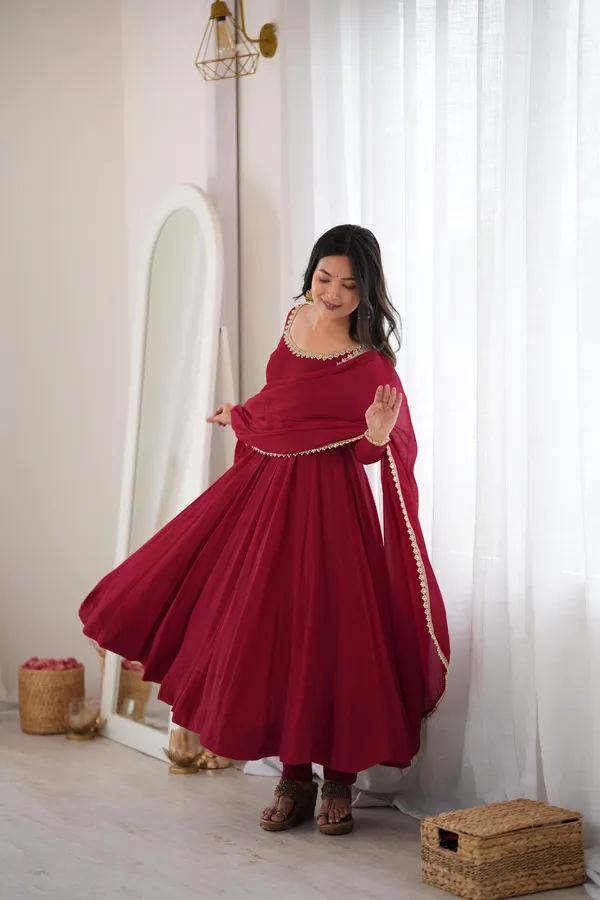Maroon_Anarkali_Suit_Set_with_Mirror_&_Gota_Work_Border_Dupatta