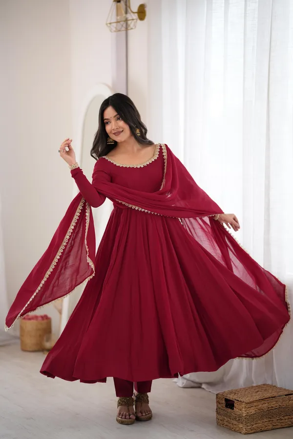 Maroon_Anarkali_Suit_Set_with_Mirror_&_Gota_Work_Border_Dupatta