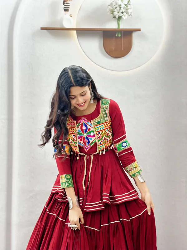 Maroon_Embroidered_Lehenga_Choli_with_Koti