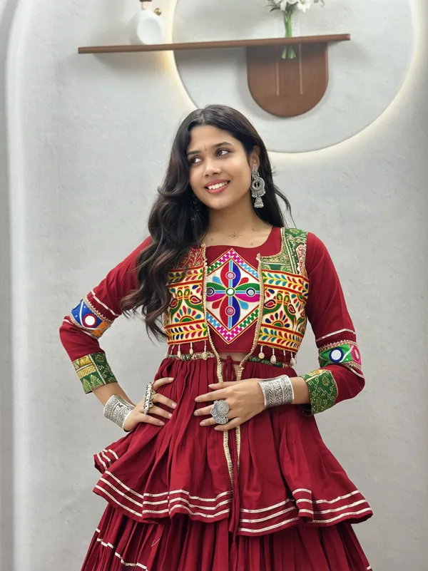 Maroon_Embroidered_Lehenga_Choli_with_Koti