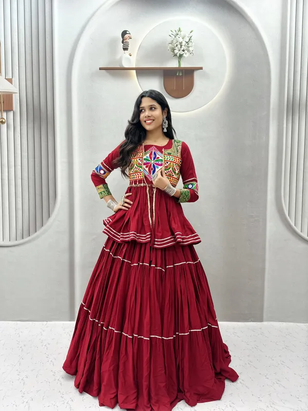 Maroon_Embroidered_Lehenga_Choli_with_Koti