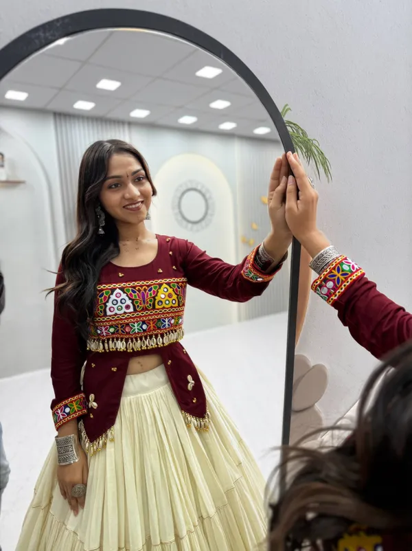 Maroon_&_Ivory_Kutch_Embroidered_Traditional_Lehenga_Choli_Set_with_Mirror_&_Shell_Detailing