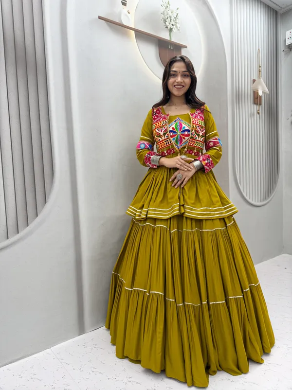 Mustard_Embroidered_Lehenga_Choli_with_Koti