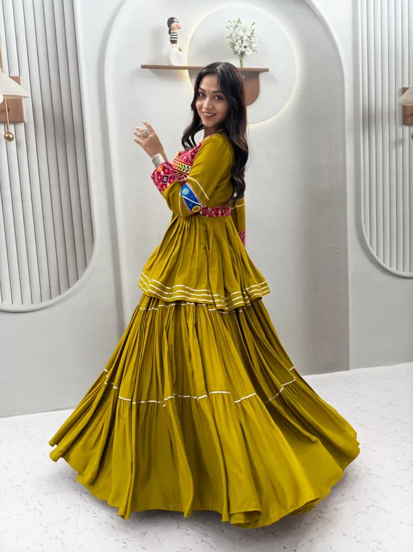 Mustard_Embroidered_Lehenga_Choli_with_Koti