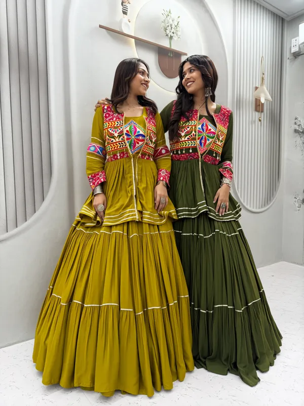 Mustard_Embroidered_Lehenga_Choli_with_Koti