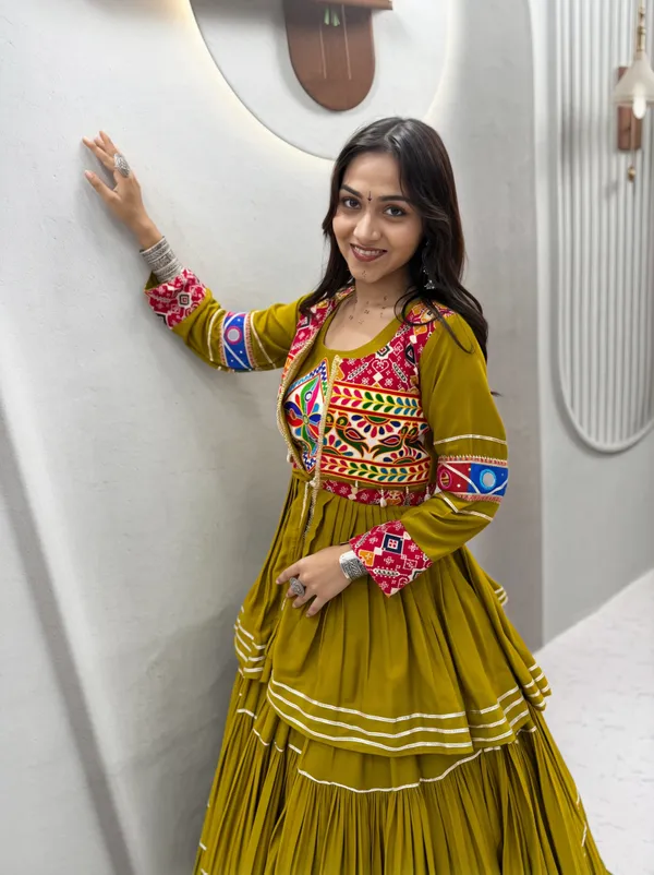 Mustard_Embroidered_Lehenga_Choli_with_Koti