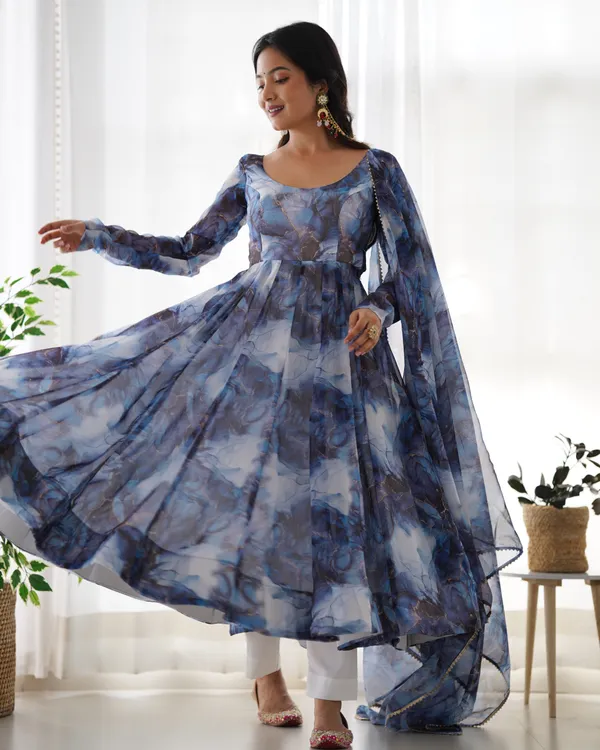 Navy_Blue_Marble_Print_Anarkali_Suit_Set_with_Organza_Dupatta