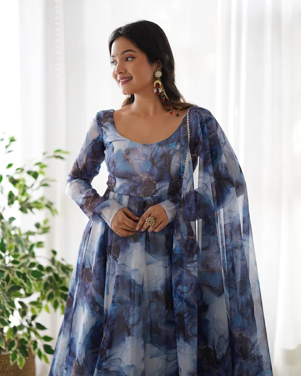 Navy_Blue_Marble_Print_Anarkali_Suit_Set_with_Organza_Dupatta