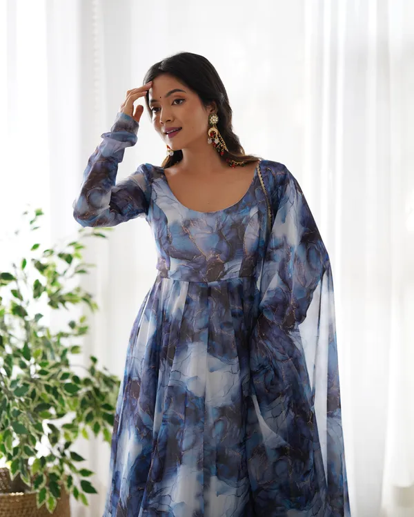 Navy_Blue_Marble_Print_Anarkali_Suit_Set_with_Organza_Dupatta
