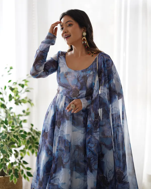 Navy_Blue_Marble_Print_Anarkali_Suit_Set_with_Organza_Dupatta