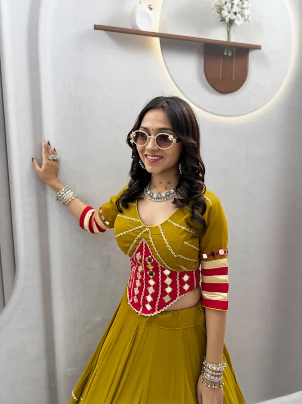 Olive_Green_Navratri_Chaniya_Choli_Set_with_Mirror_Work_&_Patch_Details