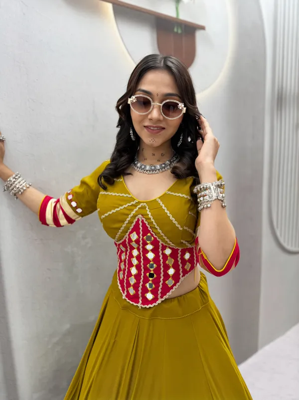Olive_Green_Navratri_Chaniya_Choli_Set_with_Mirror_Work_&_Patch_Details