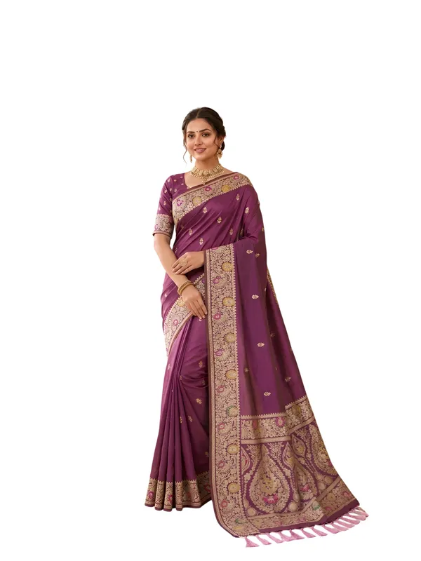 Onion_Pink_Banarasi_Silk_Saree_with_Intricate_Gold_Zari_&_Floral_Border