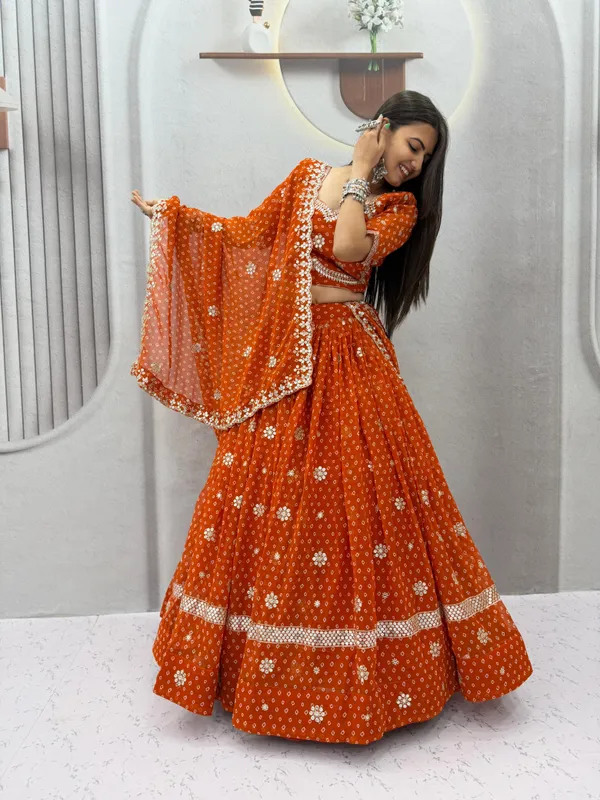 Orange_Bandhani_Print_Lehenga_Choli_with_Dupatta_|_Traditional_Festive_Wear_Set