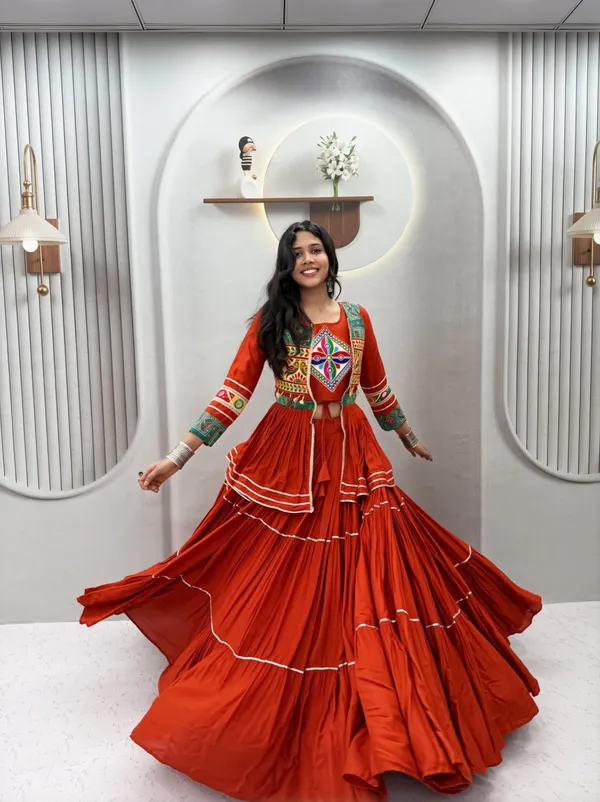 Orange_Embroidered_Lehenga_Choli_with_Koti
