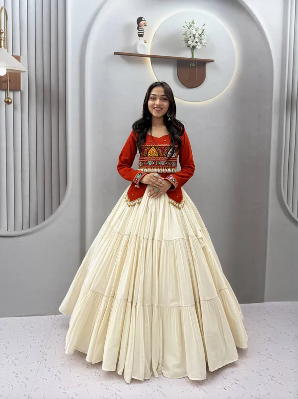 Orange_&_Ivory_Kutch_Embroidered_Traditional_Lehenga_Choli_Set_with_Mirror_&_Shell_Detailing