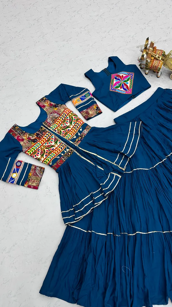 Peacock_Blue_Embroidered_Lehenga_Choli_with_Koti
