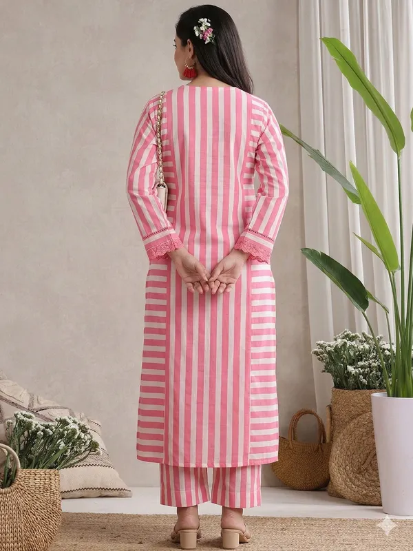 Pink_Striped_Cotton_Kurta_&_Straight_Pant_Set