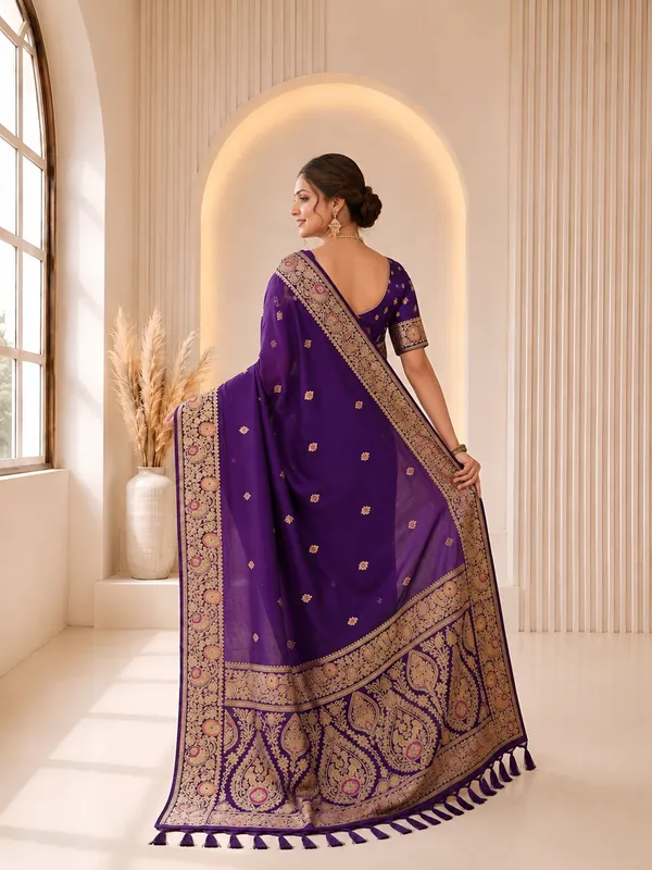 Purple_Banarasi_Silk_Saree_with_Intricate_Gold_Zari_&_Floral_Border