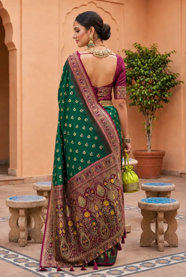 Rama_Green_Designer_Banarasi_Saree_with_Intricate_Traditional_Border