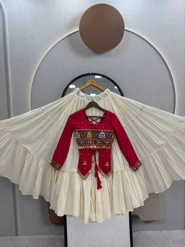 Rani_Pink_&_Ivory_Kutch_Embroidered_Traditional_Lehenga_Choli_Set_with_Mirror_&_Shell_Detailing