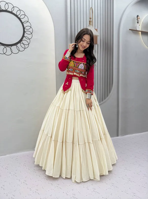 Rani_Pink_&_Ivory_Kutch_Embroidered_Traditional_Lehenga_Choli_Set_with_Mirror_&_Shell_Detailing