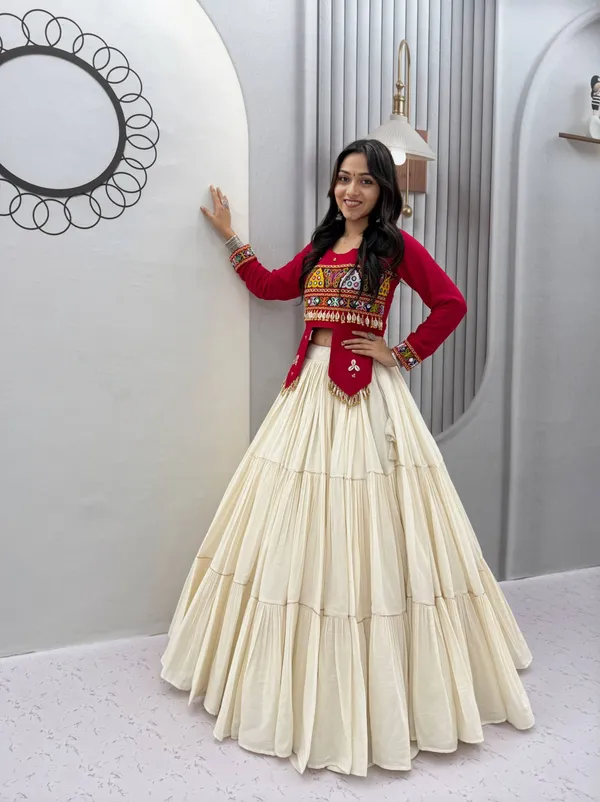 Rani_Pink_&_Ivory_Kutch_Embroidered_Traditional_Lehenga_Choli_Set_with_Mirror_&_Shell_Detailing