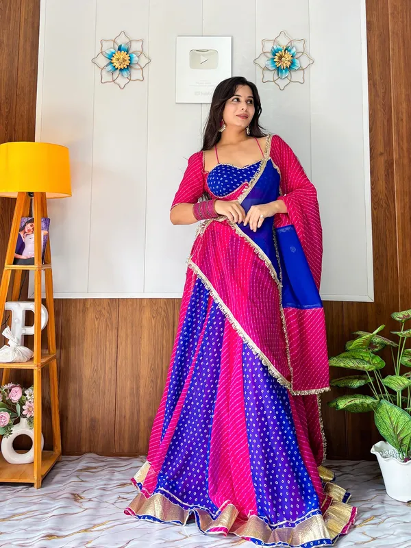 Royal_Blue_&_Rani_Pink_Designer_Bandhani-Style_Lehenga_Choli_with_Dupatta