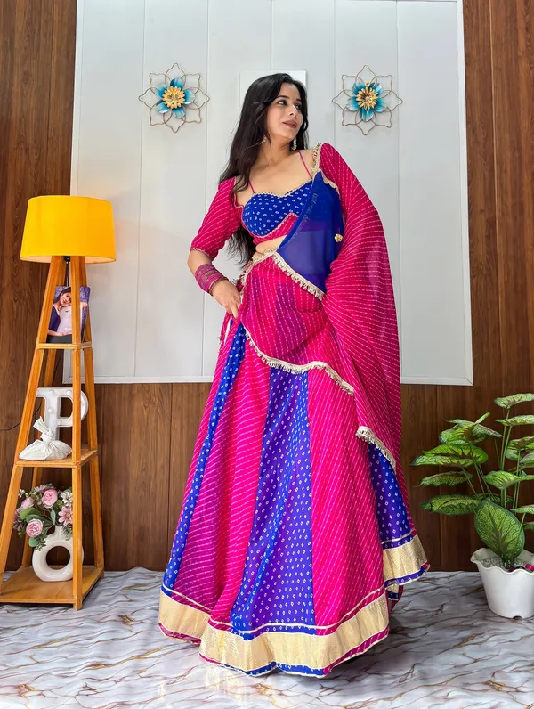 Royal_Blue_&_Rani_Pink_Designer_Bandhani-Style_Lehenga_Choli_with_Dupatta