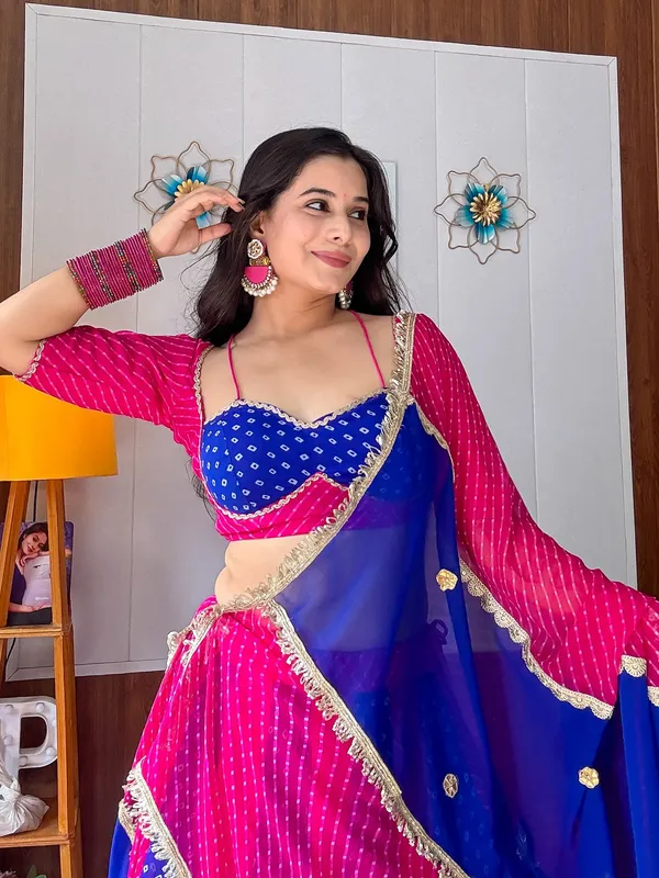 Royal_Blue_&_Rani_Pink_Designer_Bandhani-Style_Lehenga_Choli_with_Dupatta