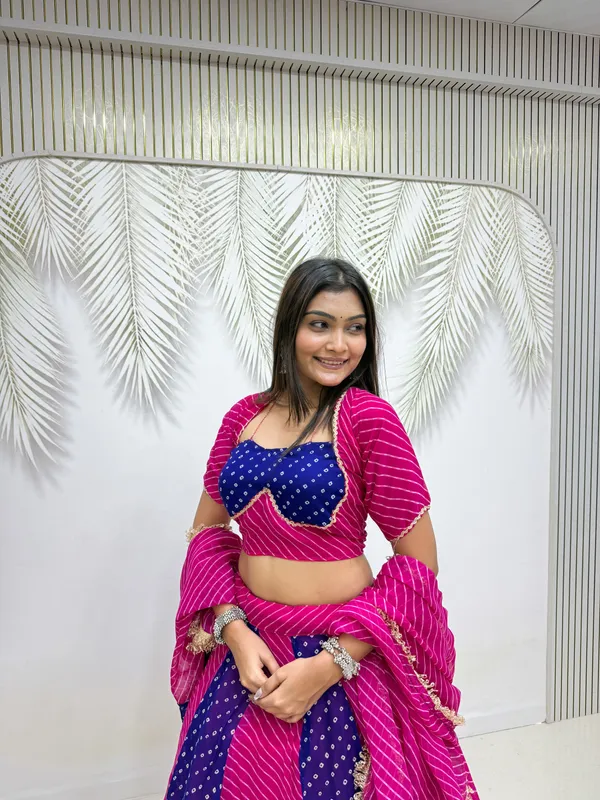 Royal_Blue_&_Rani_Pink_Designer_Bandhani-Style_Lehenga_Choli_with_Dupatta