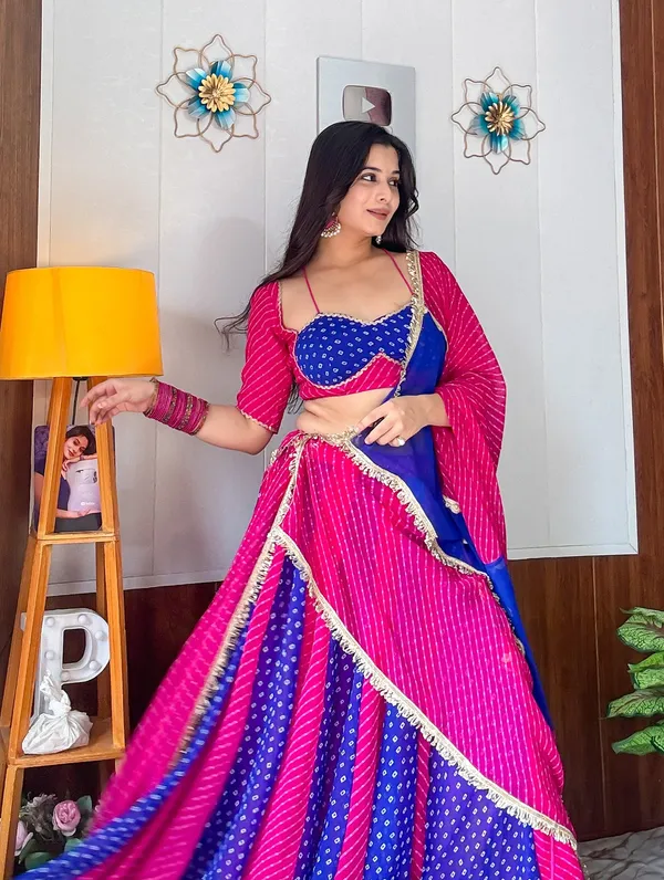 Royal_Blue_&_Rani_Pink_Designer_Bandhani-Style_Lehenga_Choli_with_Dupatta