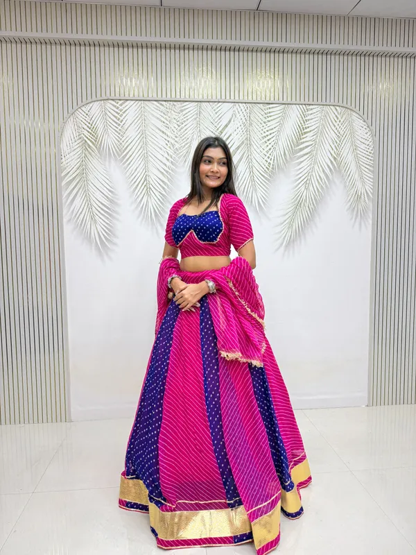 Royal_Blue_&_Rani_Pink_Designer_Bandhani-Style_Lehenga_Choli_with_Dupatta
