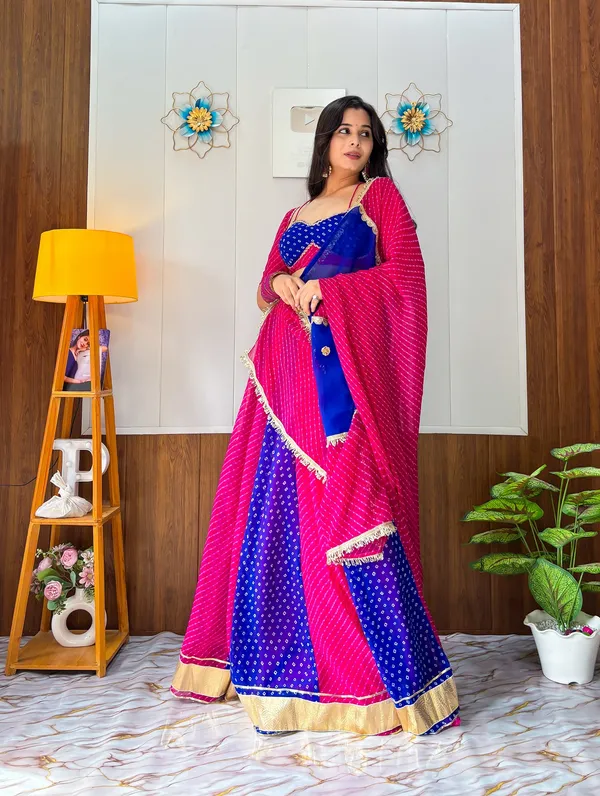 Royal_Blue_&_Rani_Pink_Designer_Bandhani-Style_Lehenga_Choli_with_Dupatta