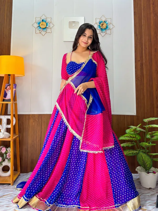 Royal_Blue_&_Rani_Pink_Designer_Bandhani-Style_Lehenga_Choli_with_Dupatta