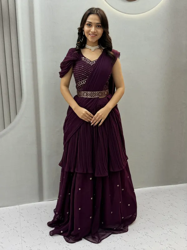Royal_Wine_Embellished_Draped_Lehenga_Choli_Set_With_Dupatta